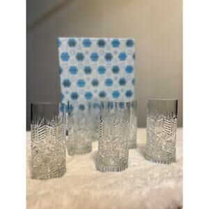 Vintage Bohemia Crystal Water‎ Glasses Set of 6 Pieces